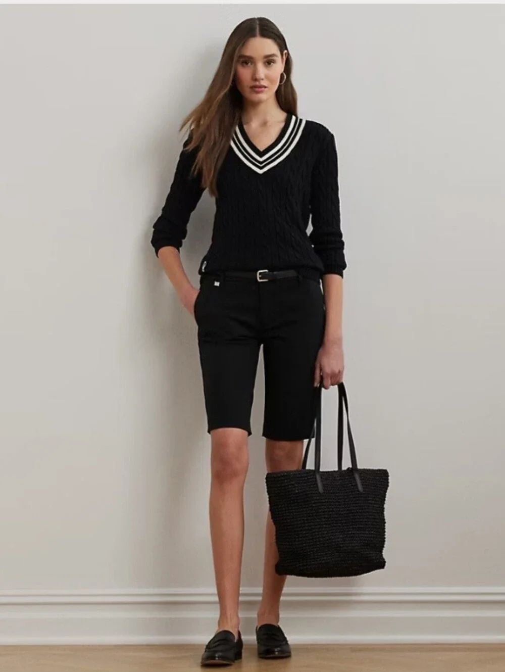 NWT Lauren Ralph Lauren Bi-Stretch Twill Short Lauren Petite Black Size 10